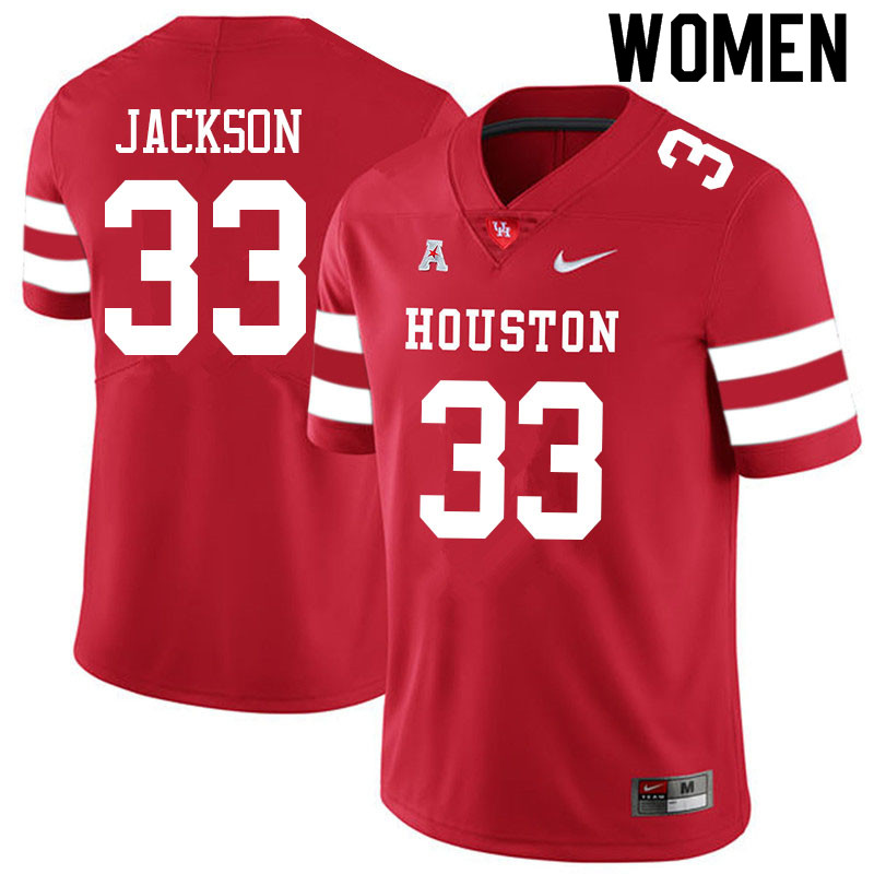 Women #33 Taijon Jackson Houston Cougars College Football Jerseys Sale-Red